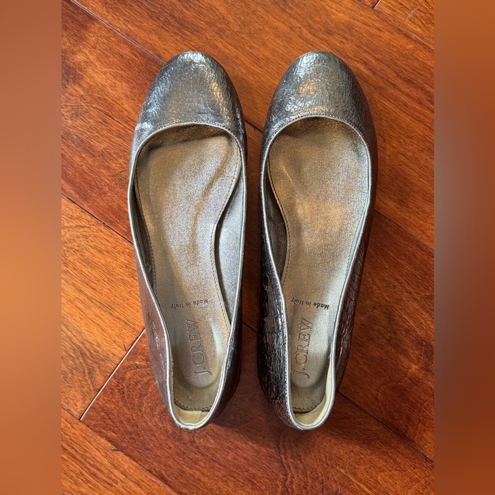 J.Crew Metallic Crackle Flats